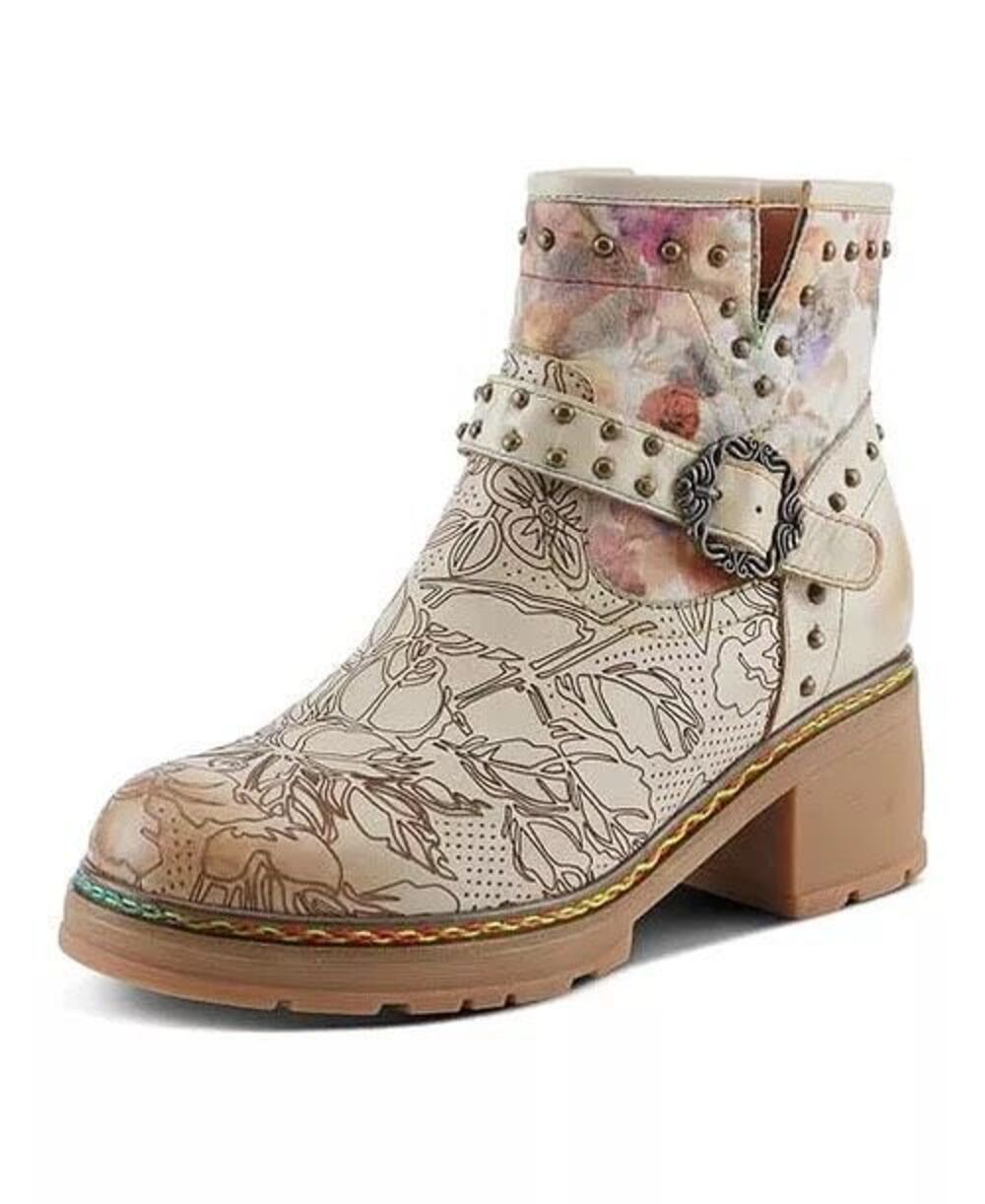 L'Artiste Spring Step Branchout Leather Floral Studded Booties boho Womens 37 NE